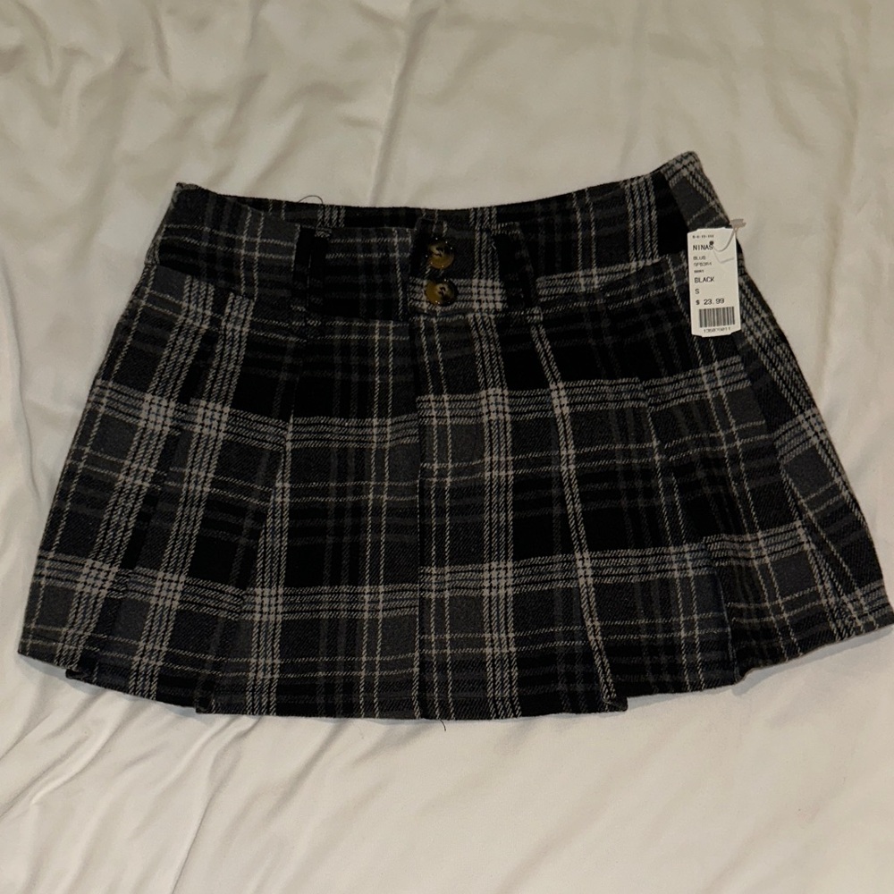 Plaid Black and Gray Women's Skirt